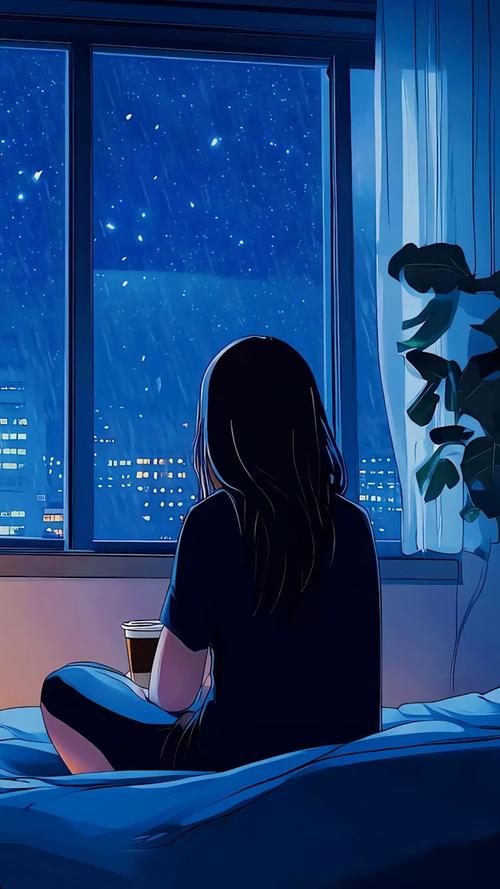 在阴暗房间中的孤独少女蓝色版无广告免费